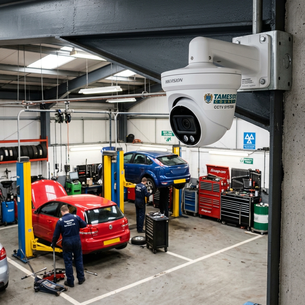 CCTV installation in a garage or workshop in Manchester